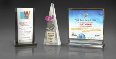 Trophy and certificates from ICT Awards and Web Care Award