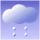 Mainly cloudy with showers and a few isolated thunderstorms. Moderate easterly winds.