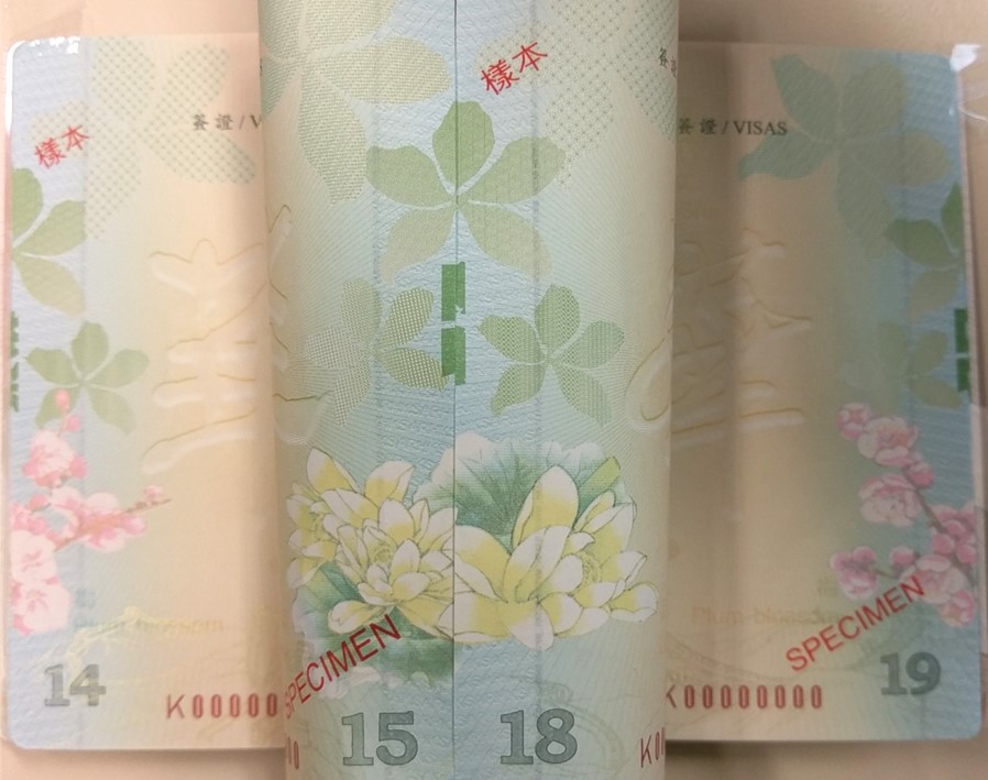 电子护照签证页四季花特色
