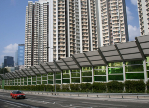 Noise barriers retrofitted on Tseung Kwan O Road